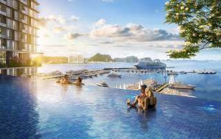 Bể bơi vô cực tại Sun Elite City mang đến trải nghiệm nghỉ dưỡng sang trọng, đẳng cấp giữa lòng Vịnh Hạ Long.