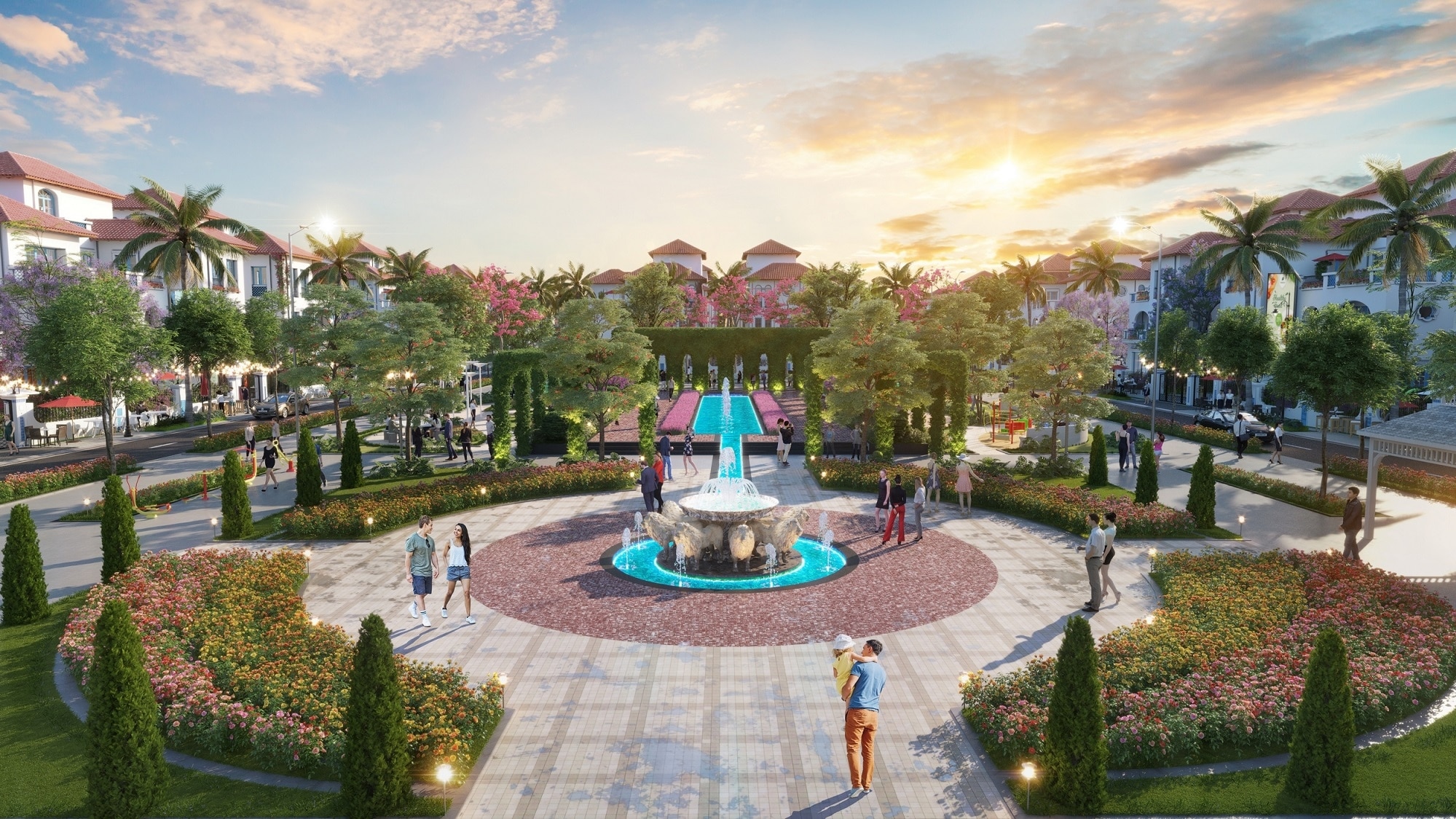 Công viên Gardenia 1 tại Sun Elite City Hạ Long tái hiện vẻ đẹp cổ xưa của cung điện Hoàng gia Alcazar.