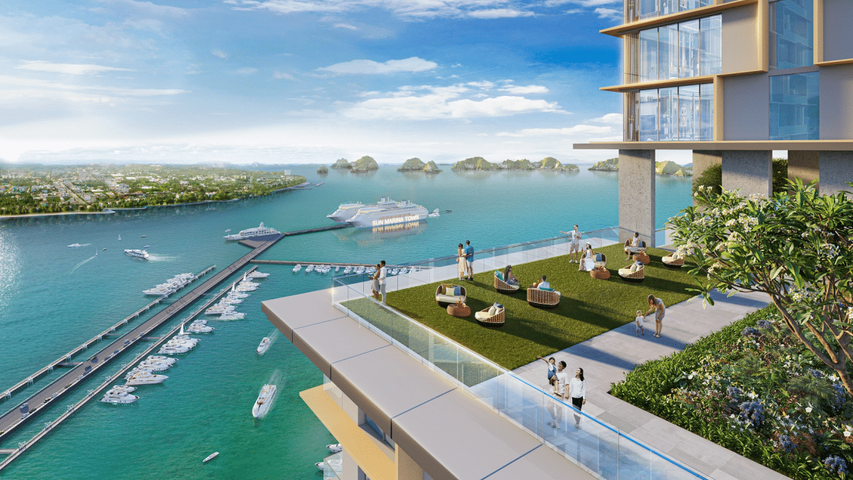 Không gian sống xanh và tiện ích đẳng cấp tại Sun Elite City Hạ Long, liền kề Vịnh Du thuyền.