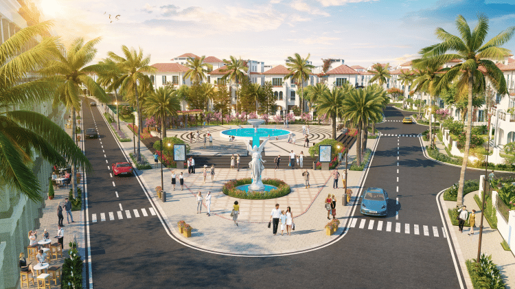 Phối cảnh khu biệt thự Sun Elite City Hạ Long với kiến trúc Địa Trung Hải.