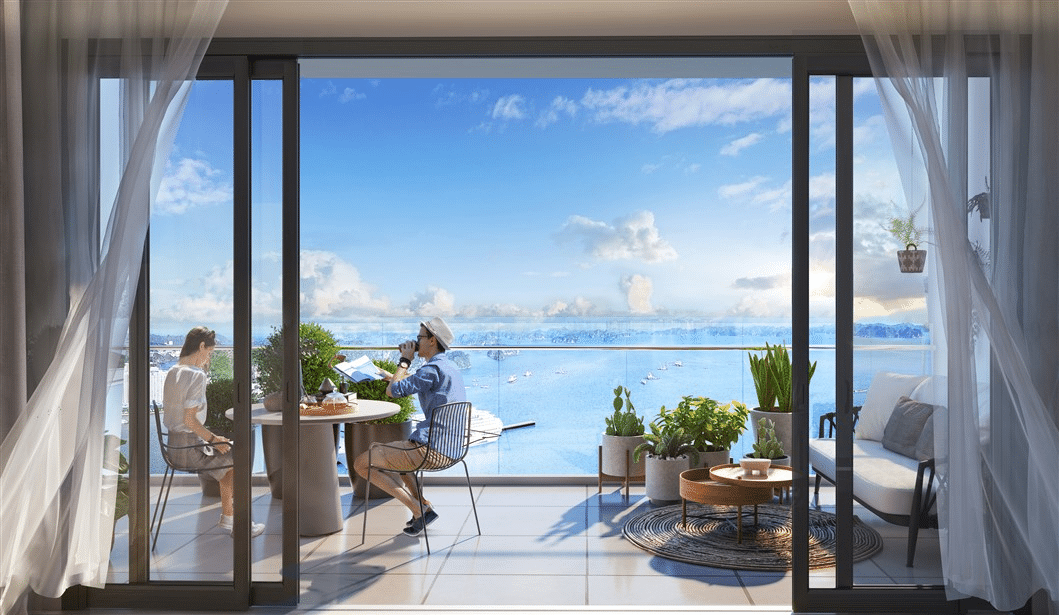Tầm nhìn từ ban công căn hộ Sun Elite City mang đến trải nghiệm đẳng cấp và thư thái.