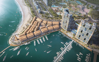 Toàn cảnh khu phức hợp thượng lưu Sun Elite City bên bến du thuyền. Ảnh: Sun Elite City