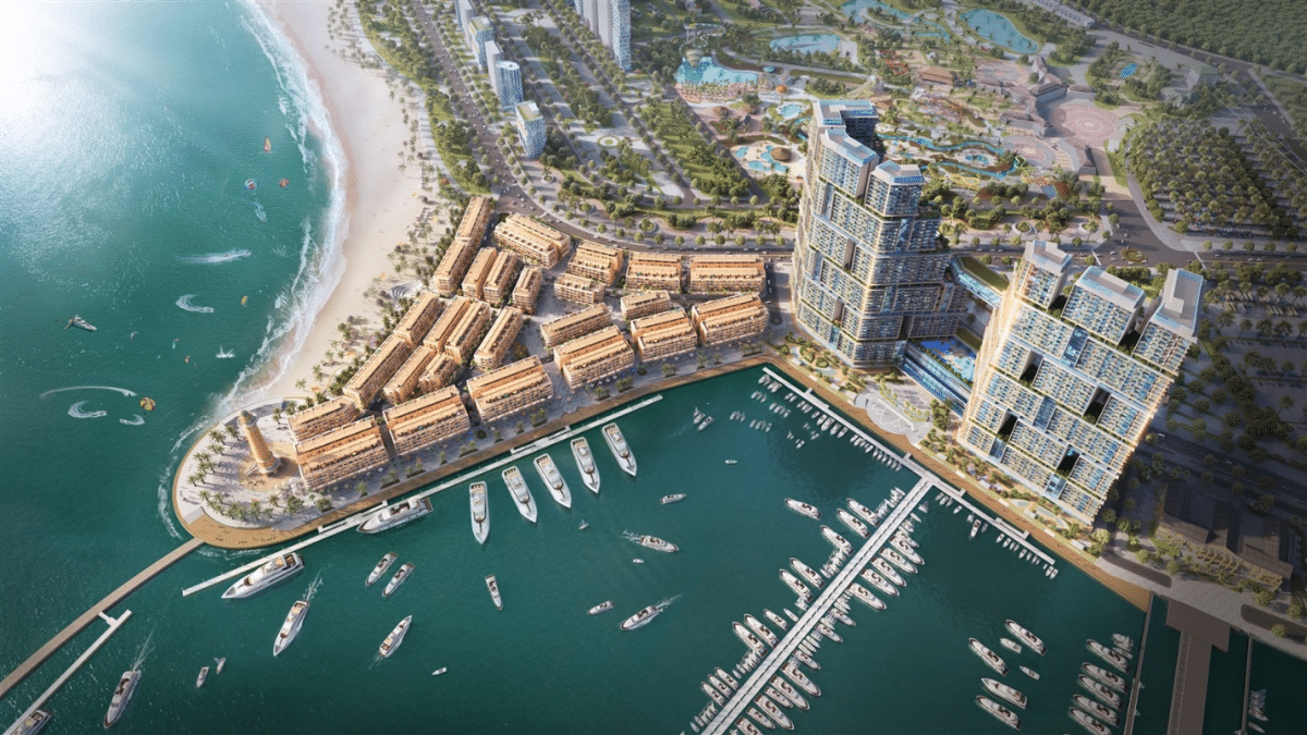 Toàn cảnh khu phức hợp thượng lưu Sun Elite City bên bến du thuyền. Ảnh: Sun Elite City