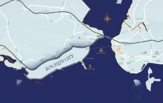 Vị trí đắc địa của Sun Elite City tại Hạ Long với tầm nhìn ôm trọn vịnh biển Bãi Cháy.